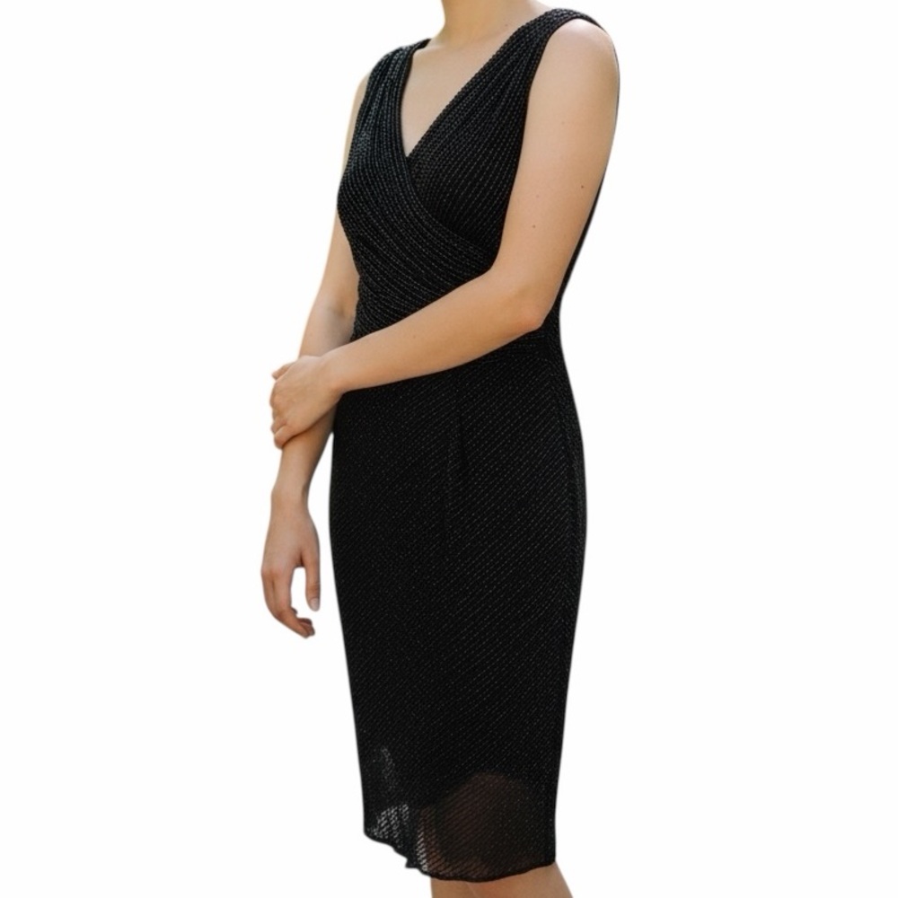 Laundry by Shelli Segal Black Sleeveless V-Neck Sheath Dress with Beading 4